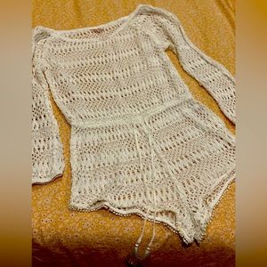 White Knitted Beach Coverup
